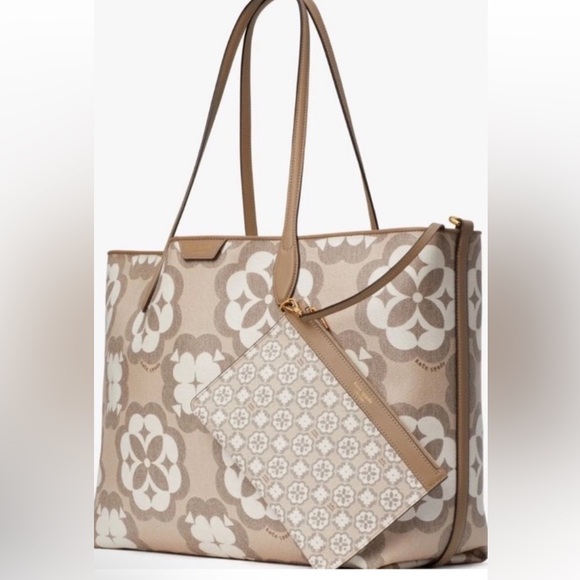 2 / KATE SPADE Sutton Spade Flower Monogram Coated Canvas Large Tote wri… - Picture 1 of 13